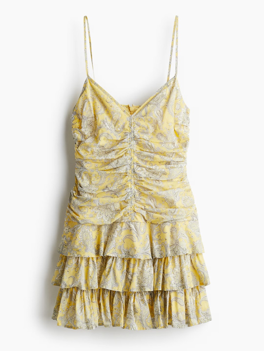 Yellow Paisley Ruffle Dress - Women's